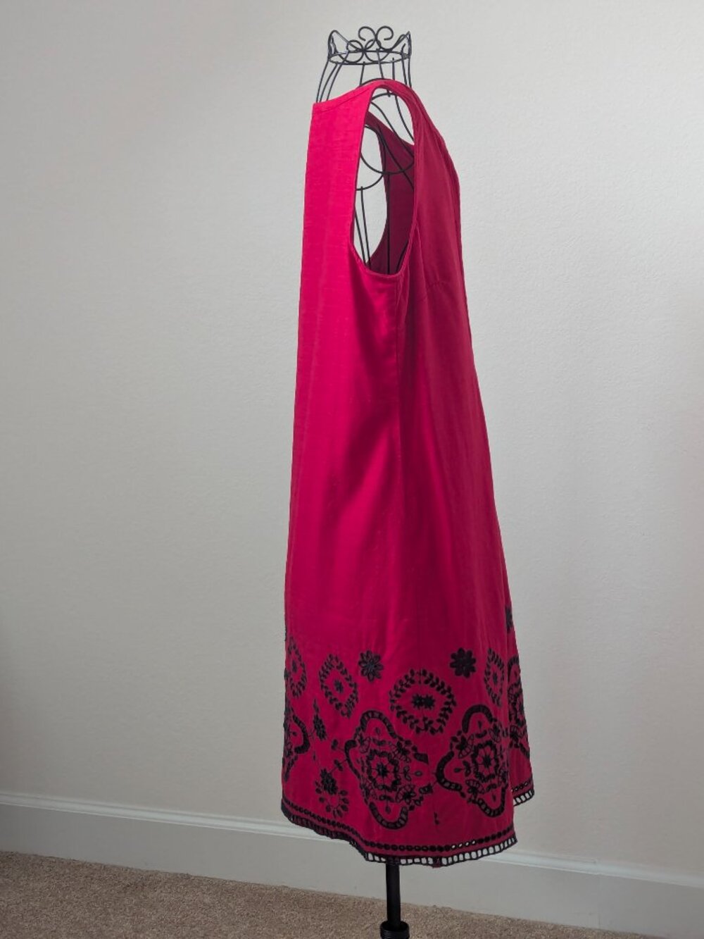 Talbots Red Linen Cotton Blend Embroidered Shift Dress Size 10 - Picture 2 of 11